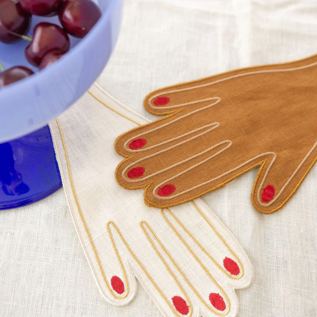 4 Hand Cocktail Napkins | Caramel & Red - Image 3